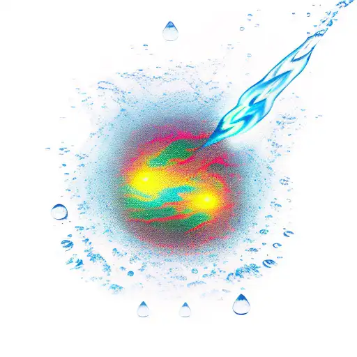 Water Dropplet With Ripple With Lightning