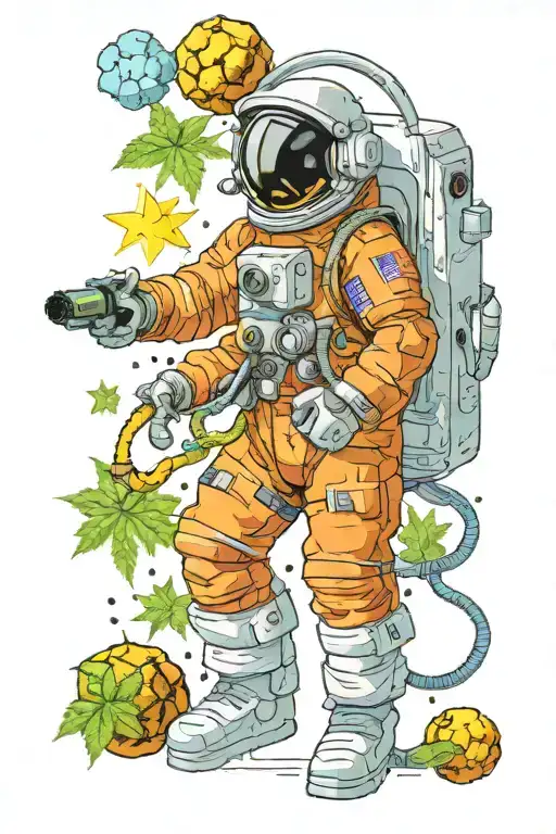 An Astronaut Who Smokes Weed And The Star Team That Is In The Form Of The Thc Molecule