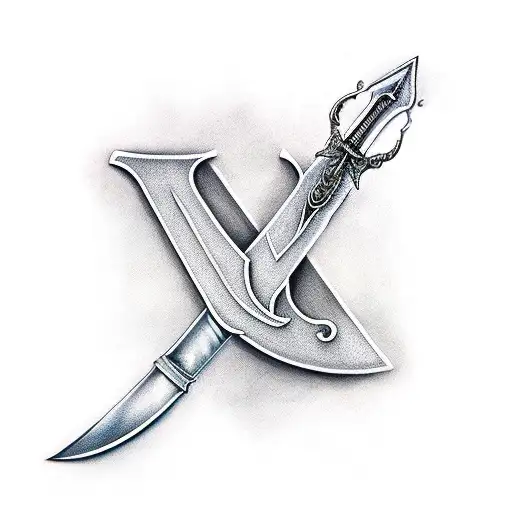 Sword Through A Letter V