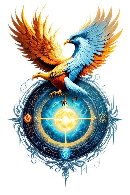 Phoenix And Prometheus With Alchemy Transmutation Circle
