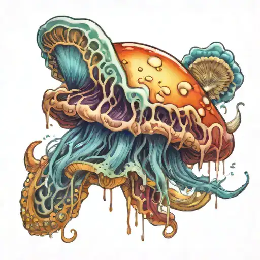 A Jellyfish Emerging From A Psychedelic Mushroom