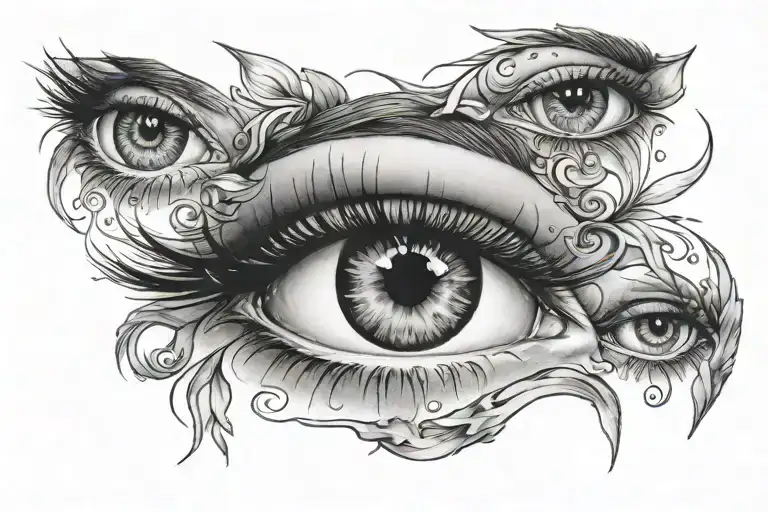 2 Pairs Of Female Eyes Simple Charcoal