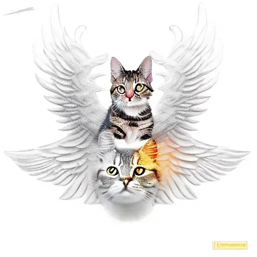 Hellenistic Artstyle Illustration Cat With Angel Wings