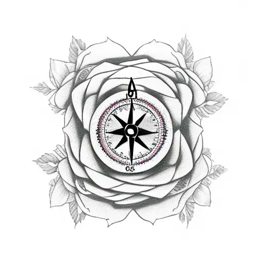 Long Compass With Roses Around It