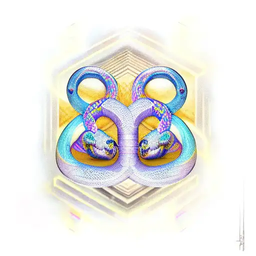 Uroboros Snake With Geometrical Figures