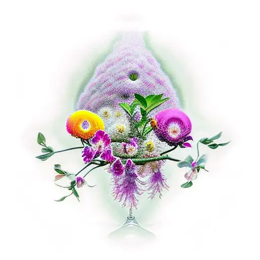 Lunar Cycle With Chrysanthemum And Orchid