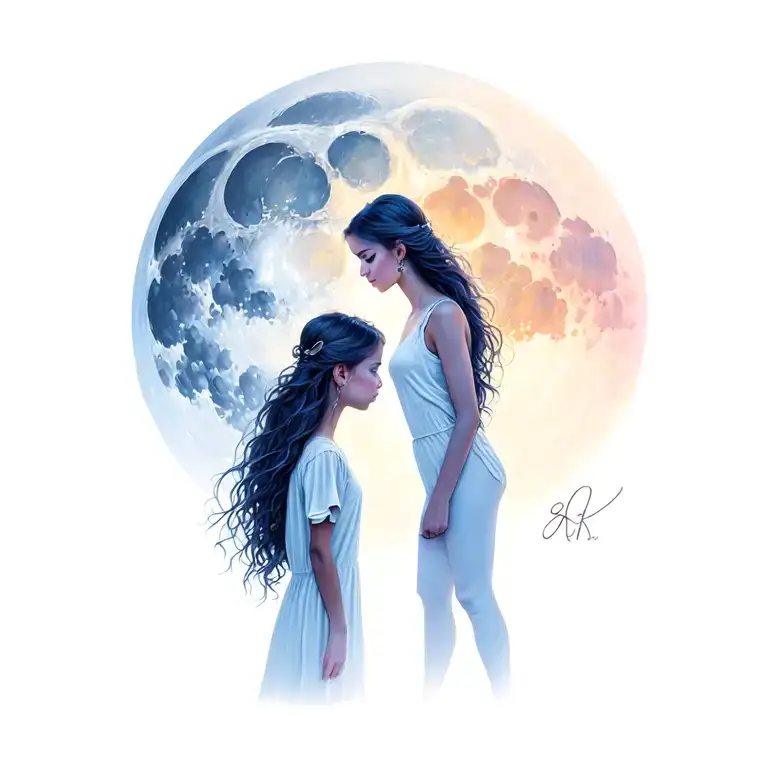 Two Daughters With A Moon