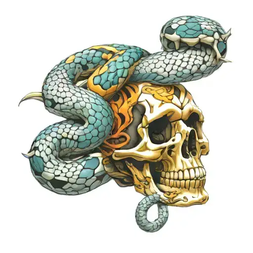 Snakes Wrapped Around A Skull