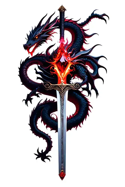 Gothic Shade Dragon Wrapped Around A Ruby Infused Katana Sword