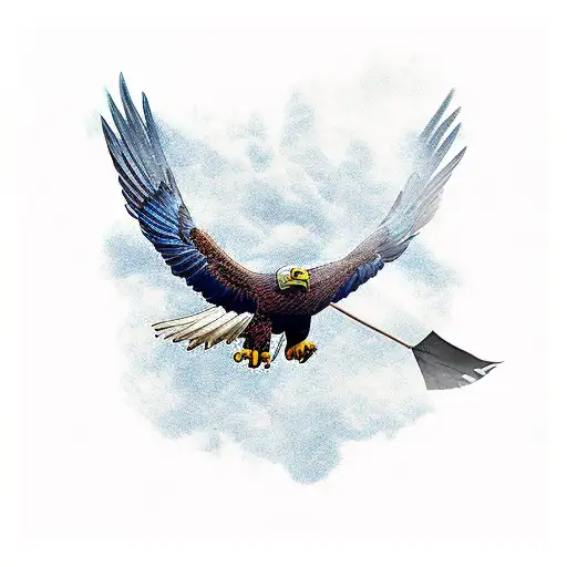 A Powerful Eagle Carrying A Flag