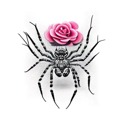 Spider Surrounded By Roses