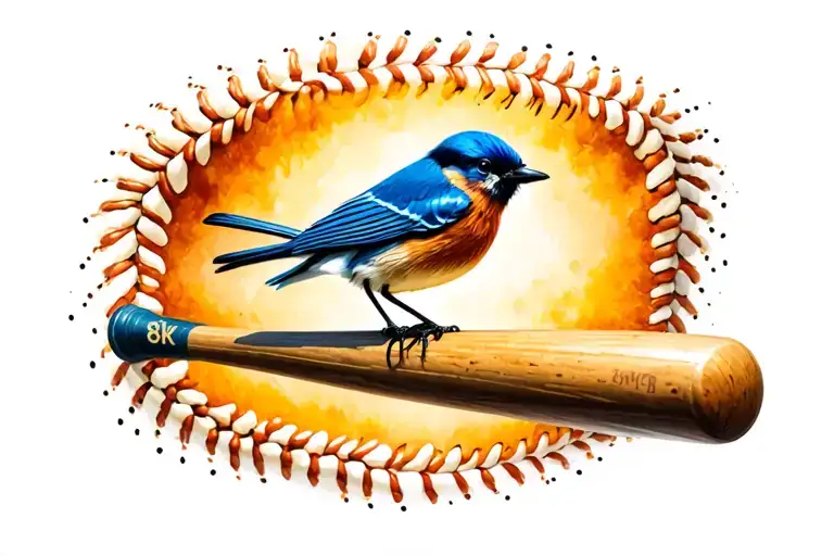 Bluebird On A Baseball Bat