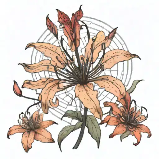 Solid Red Spider Lily In 2D Fantasy Style