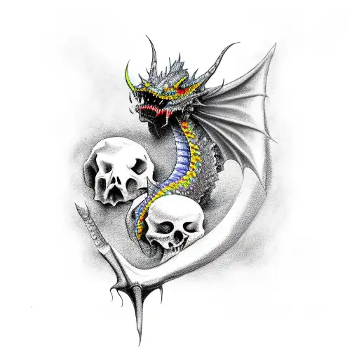 Bone Dragon Attacking Creatures Of Darkness