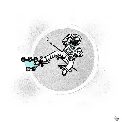 Skateboarding Astronaut Riding A Fibonacci Sequence Skateboard