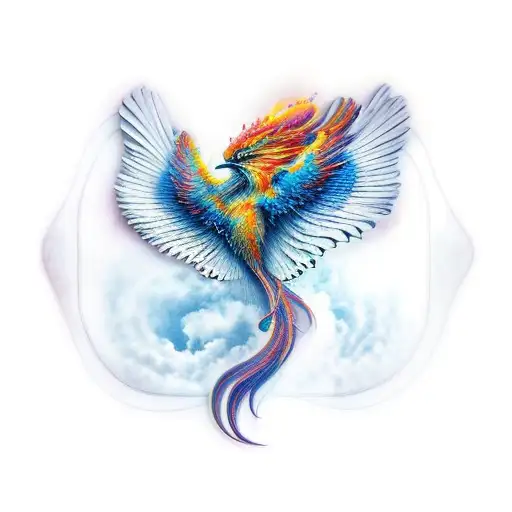 A Realistic Portrait Of A Phoenix In A Butterfly Pose
