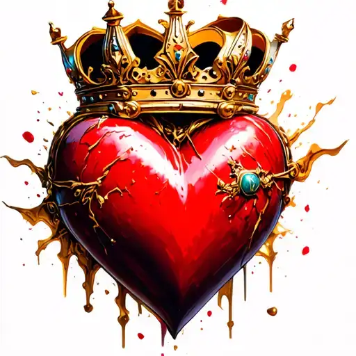 Full Color Trash Heart With A King Crown Adorned