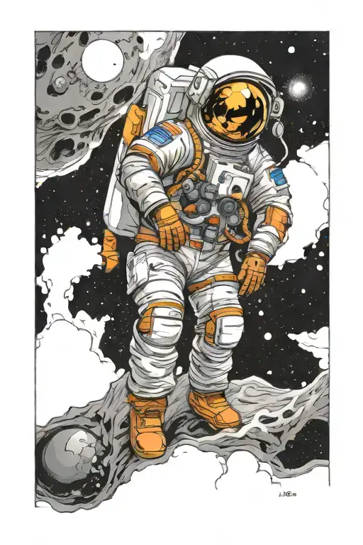 Astronaut Exploring A Black Hole Forearm Half Sleeve