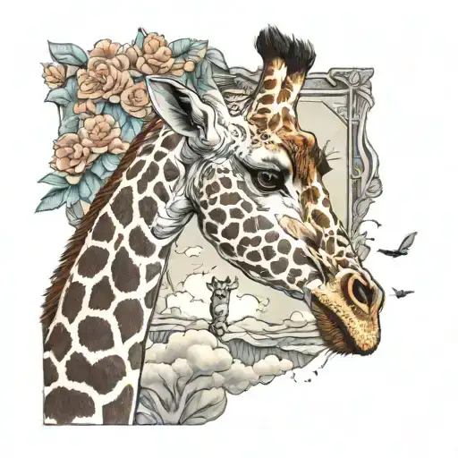 Giraffe And Cat In Heaven