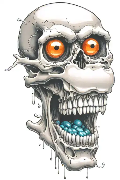 Skull With Pill Teeth 8 Ball Eyes