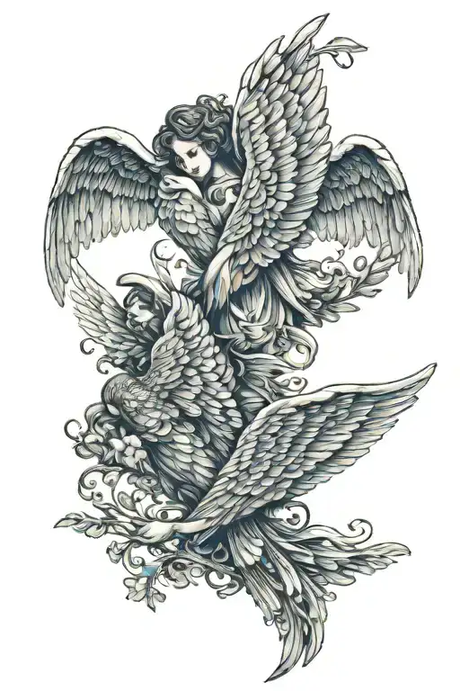 Angel Wings Holding Hands With His