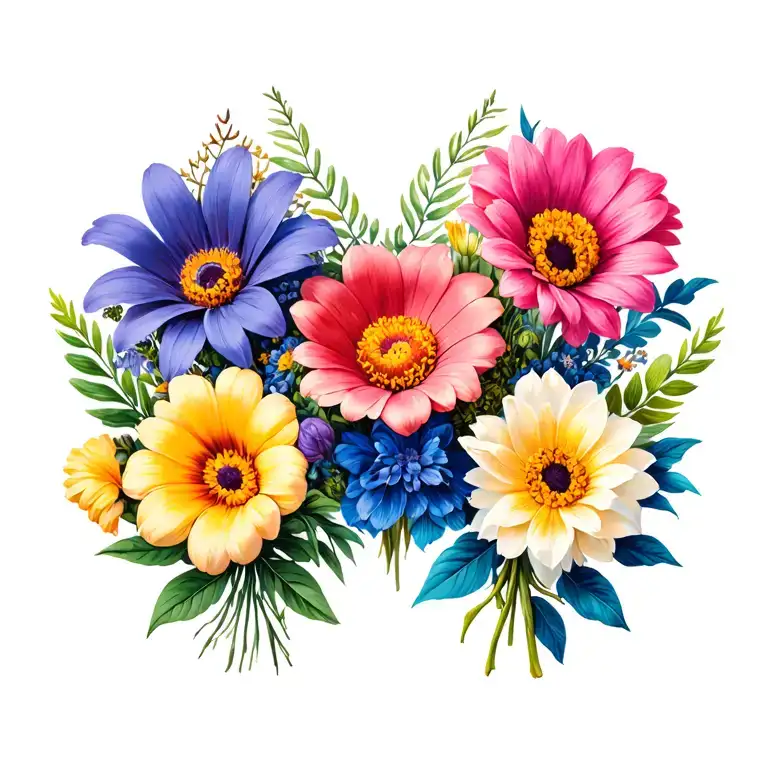 Flower Bouquet With Each Flower Representing January February September And November
