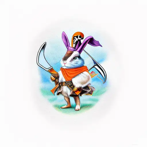 A Pirate Rabbit With Carrots Crossing Like Swords Underneath