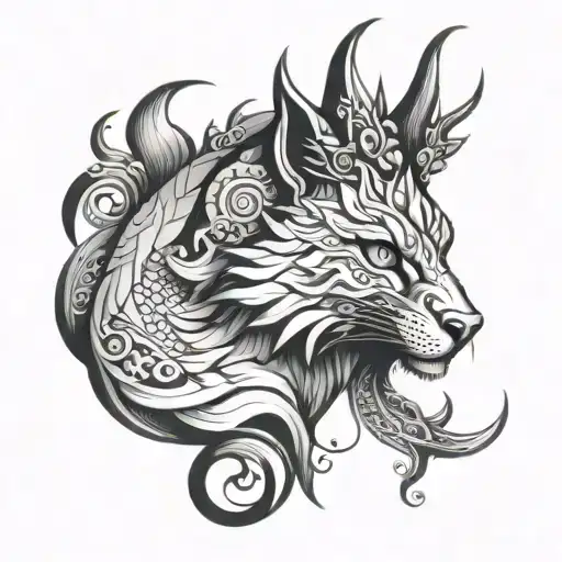 Creative Mythical Animal Grey And Black Grey