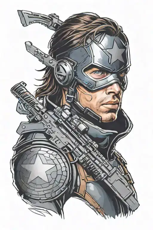 Marvel Winter Soldier In A Mask On Half His Face With Rage In His Eyes