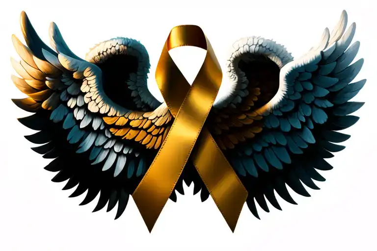 Three Awareness Ribbons With Angel Wings