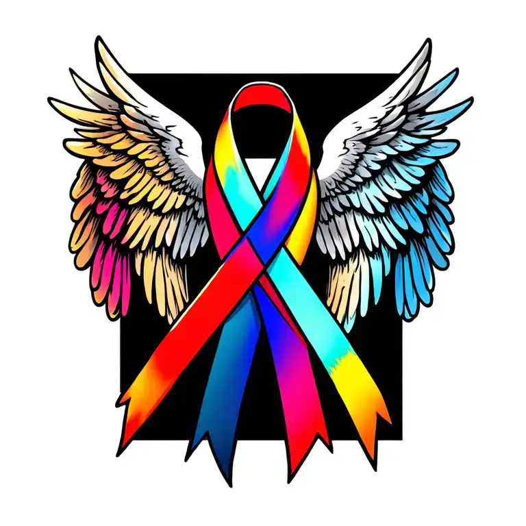 Three Awareness Ribbons With Angel Wings