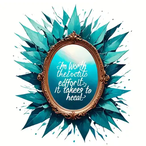 Fragmented Mirror With Quote 'Im Worth The Effort It Takes To Heal'