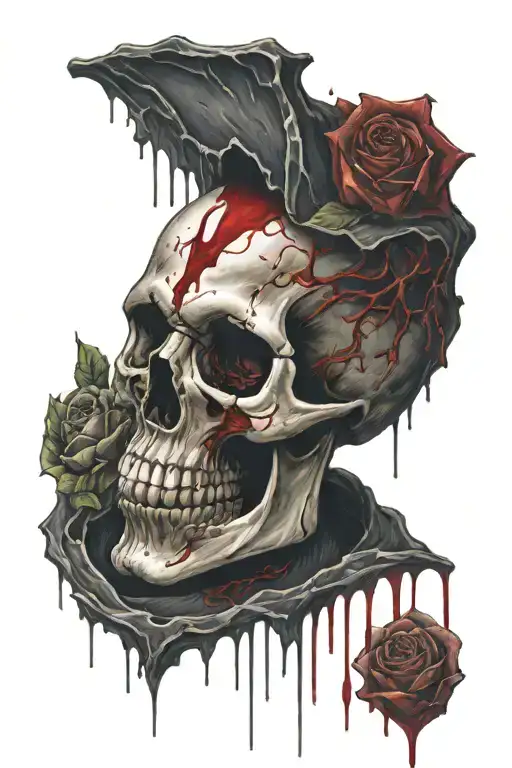 The World As A Vampire Skull Crying A River Of Blood And Oil