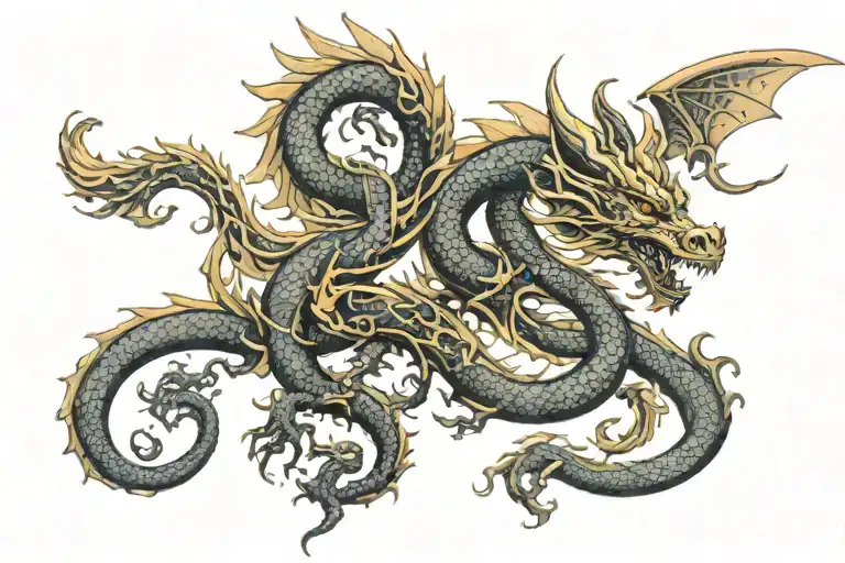 Black And Golden Dragons