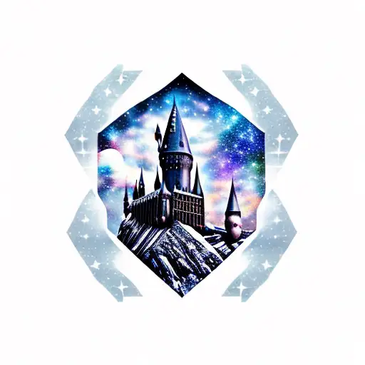 Hogwarts Castle With Galaxy Sky
