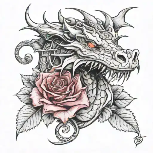 Draw Me A Sketch Of A Dragon Tattoo In Roses