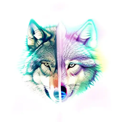 Half Wolf Half Woman Face