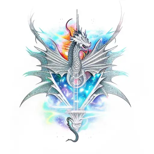 Design A Tattoo Combining A Dragon And A Galaxy