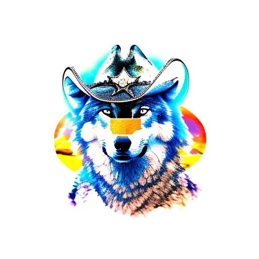 Wolf With Cowboy Hat While Holding A Weapon