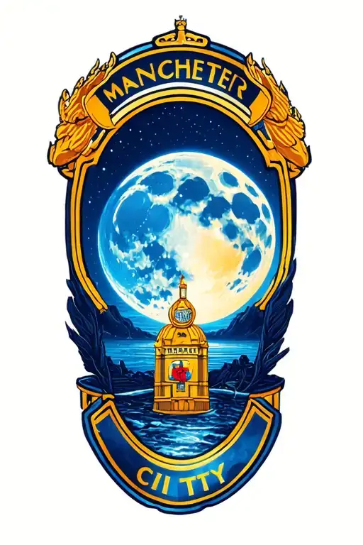 Blue Moon Rising With Manchester City Badge Intertwined