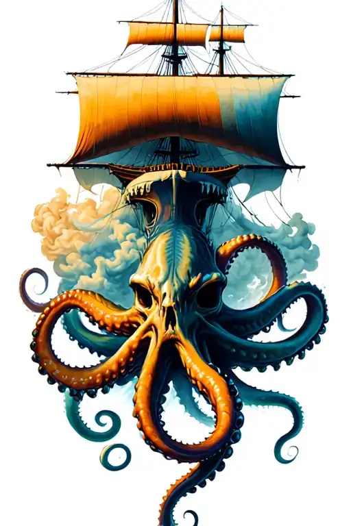 Kraken Sinking Ship Smoke On The Horizon