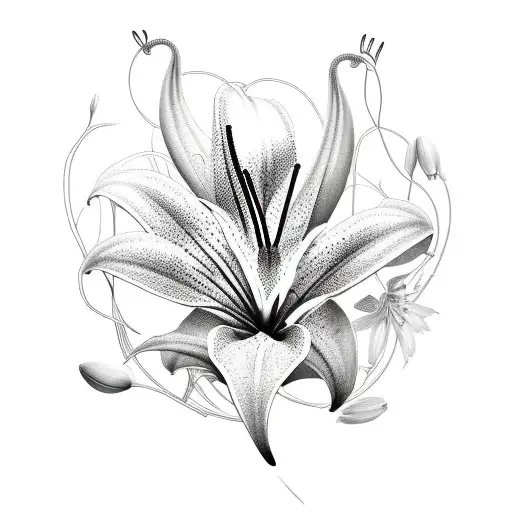 Abstract Botanical Lilly Line Work