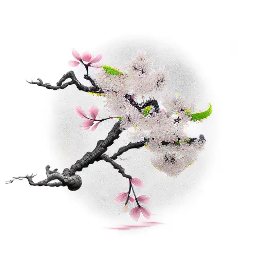 Japanese Cherry Blossom With A Dragon