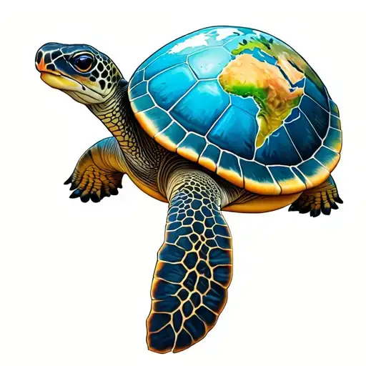 Loggerhead Sea Turtle With Its Shell Is The Earth