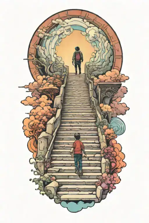 Stairway To Heaven With Boy Walking