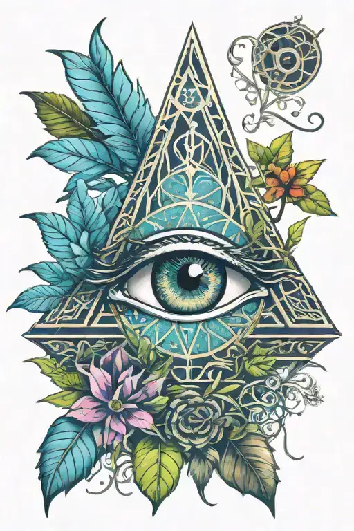 Eye Of Horus Flower Of Life Trees And A Weed Leaf
