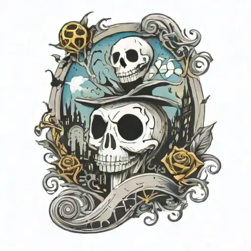 Nightmare Before Christmas With Deathly Hollows Symbol Surrounded