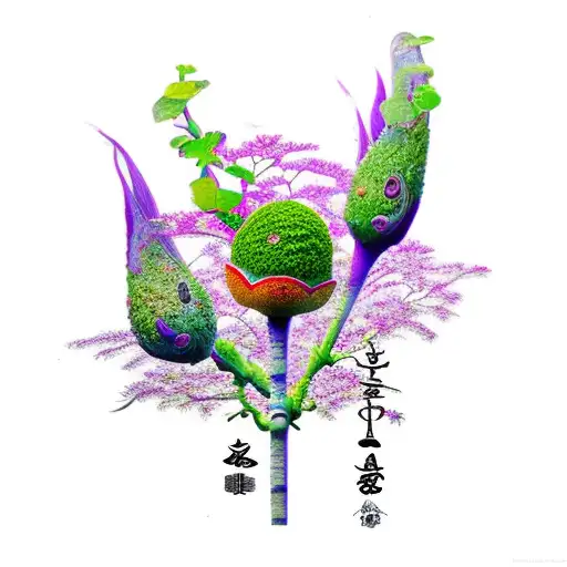 Botanical Japanese Stall Plant Shading Pond