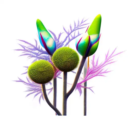 Botanical Japanese Stalk Plant Shading Pond