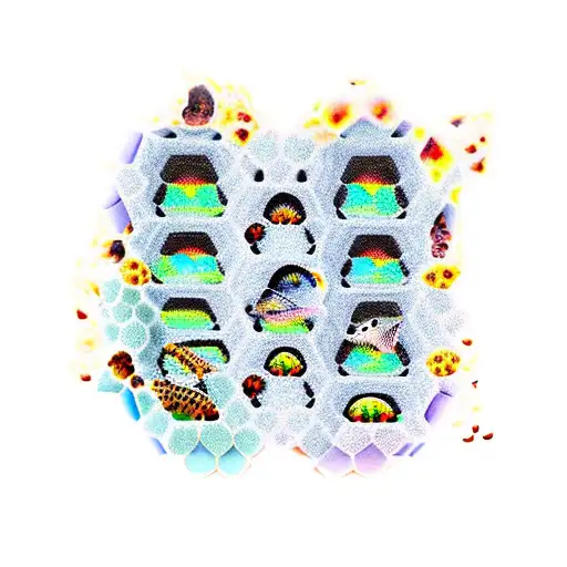 Honeycomb With Diffrent Animal Inside Each Little Window